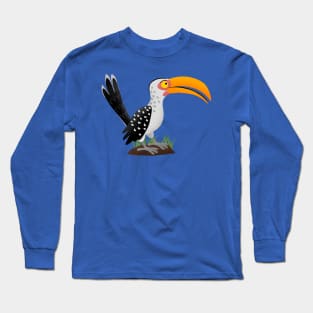 Funny yellow billed hornbill safari bird cartoon Long Sleeve T-Shirt